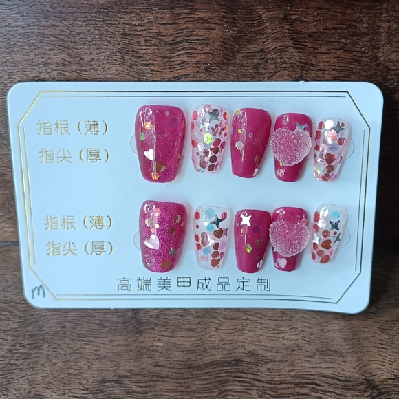 One of a kind CUSTOM NAILS 10pcs set size M Strawberry Lotso - Picture 2 of 5